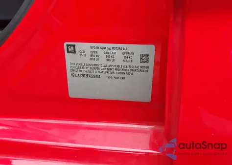 2015 Chevrolet Sonic Ls Auto from USA, damaged, VIN 1G1JA6SG2F4202444